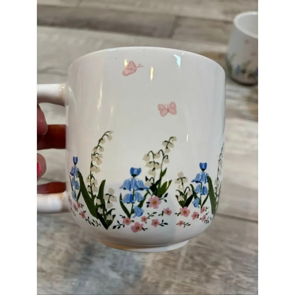 Target Bullseye Easter Ceramic Butterfly Pink and Blue Flower Coffee Mug Cup